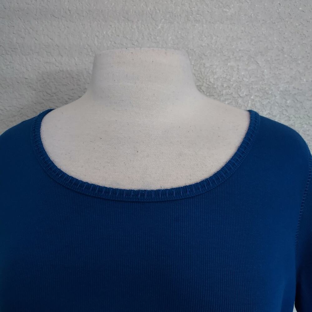 J. Jill Blue Ribbed Scoop Neck Top Size XL - Picture 3 of 11
